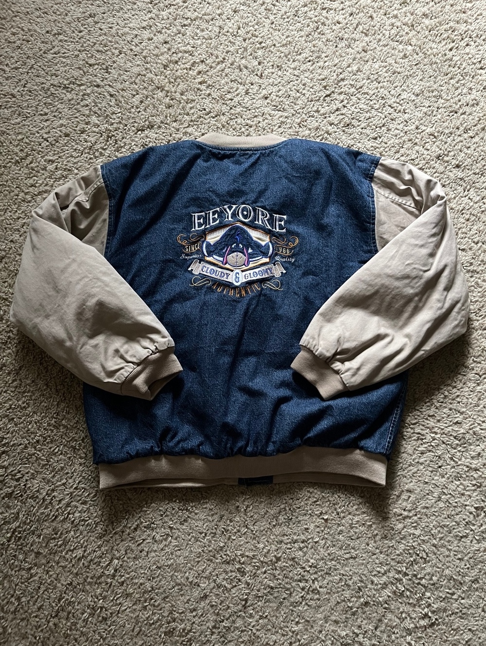 Disney Shopping VTG Winnie the Pooh Eeyore Denim Bomber Jacket M